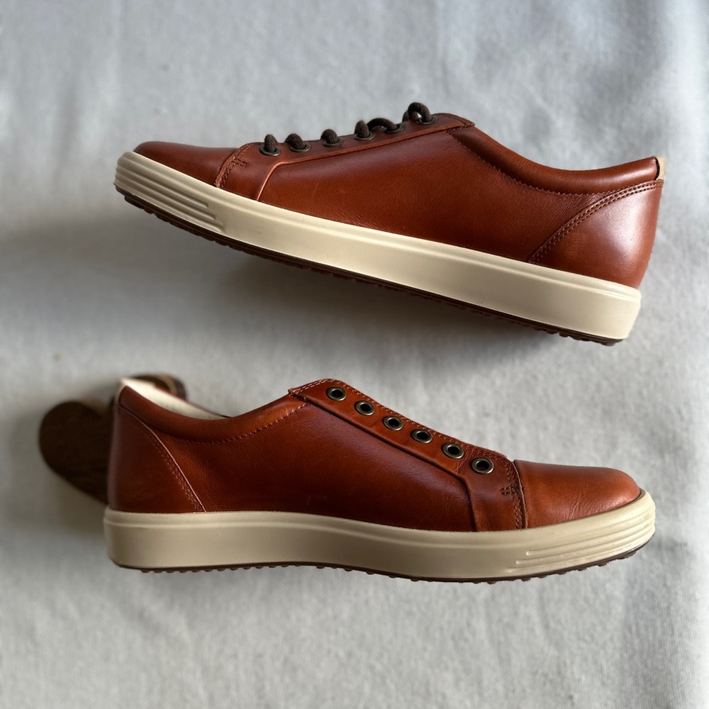 NWT ECCO Soft 7 Cognac Leather Sneakers | Women’s 39 (8-8 1/2) - Picture 6 of 10